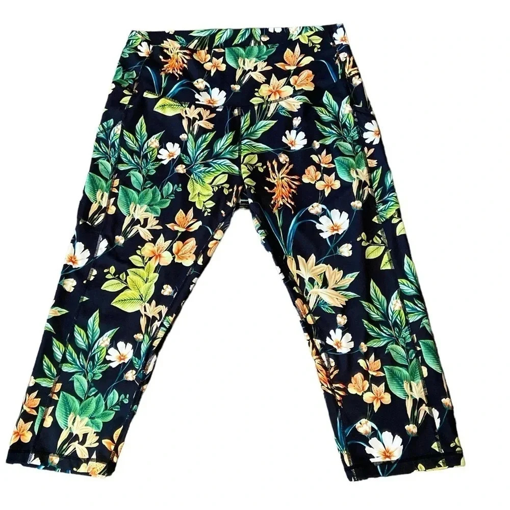 ODODOS Women’s High Waisted Pattern Cropped Leggings with Pockets - Picture 2 of 7